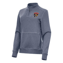 Florida Panthers Antigua Women's Crush Quarter-Zip Fleece Sweatshirt - Heather Navy - NHL