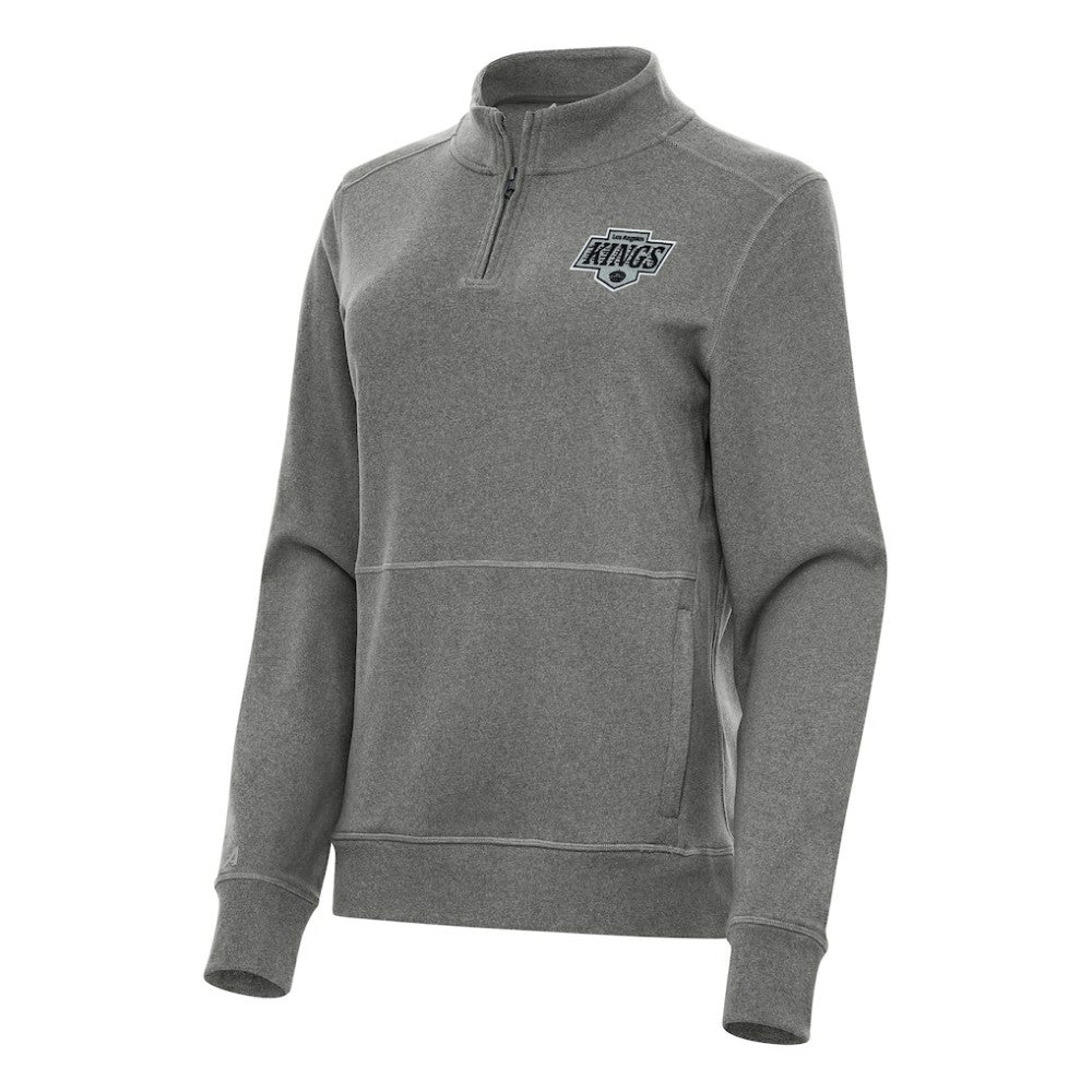 Los Angeles Kings Antigua Women's Crush Quarter-Zip Fleece Sweatshirt - Heather Black - NHL