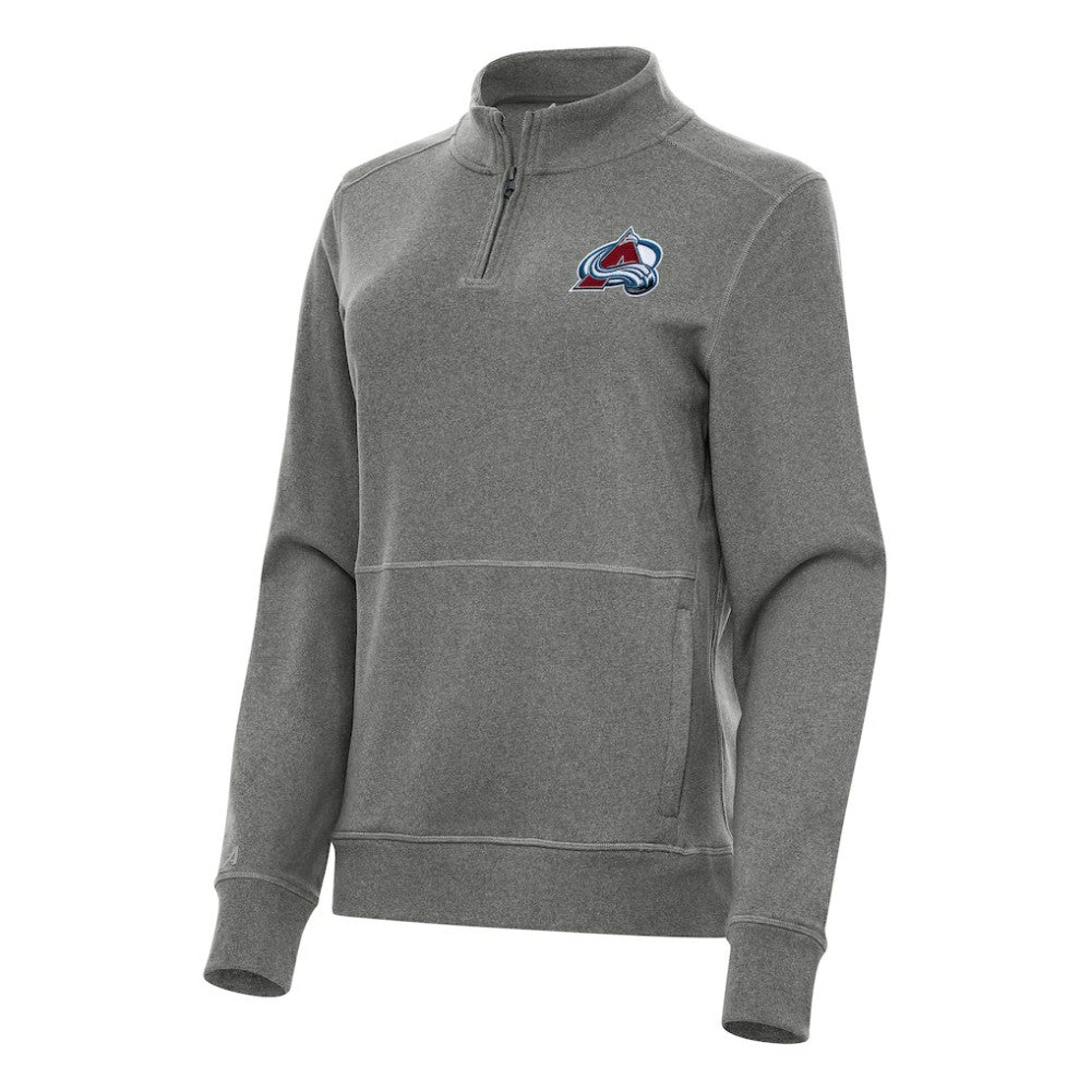 Colorado Avalanche Antigua Women's Crush Quarter-Zip Fleece Sweatshirt - Heather Black - NHL