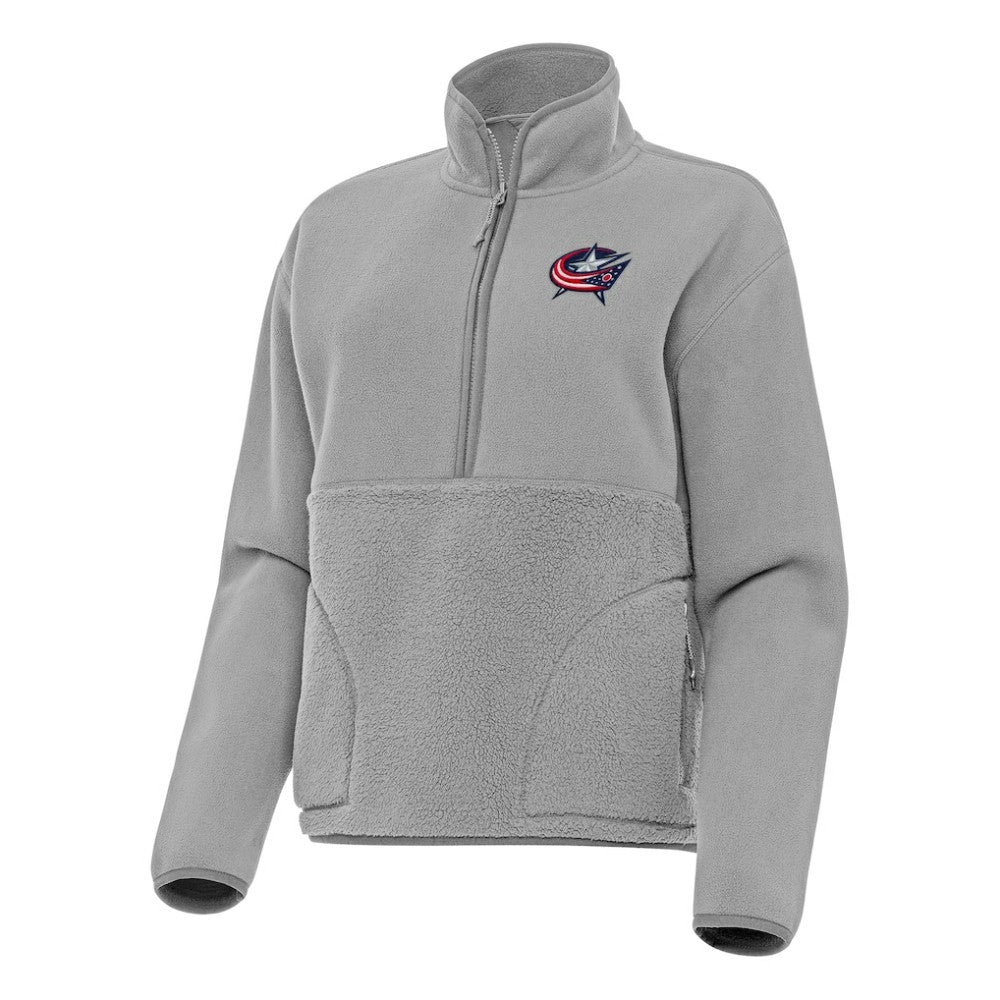 Columbus Blue Jackets Antigua Women's Figure Half-Zip Pullover Sweatshirt - Gray - NHL
