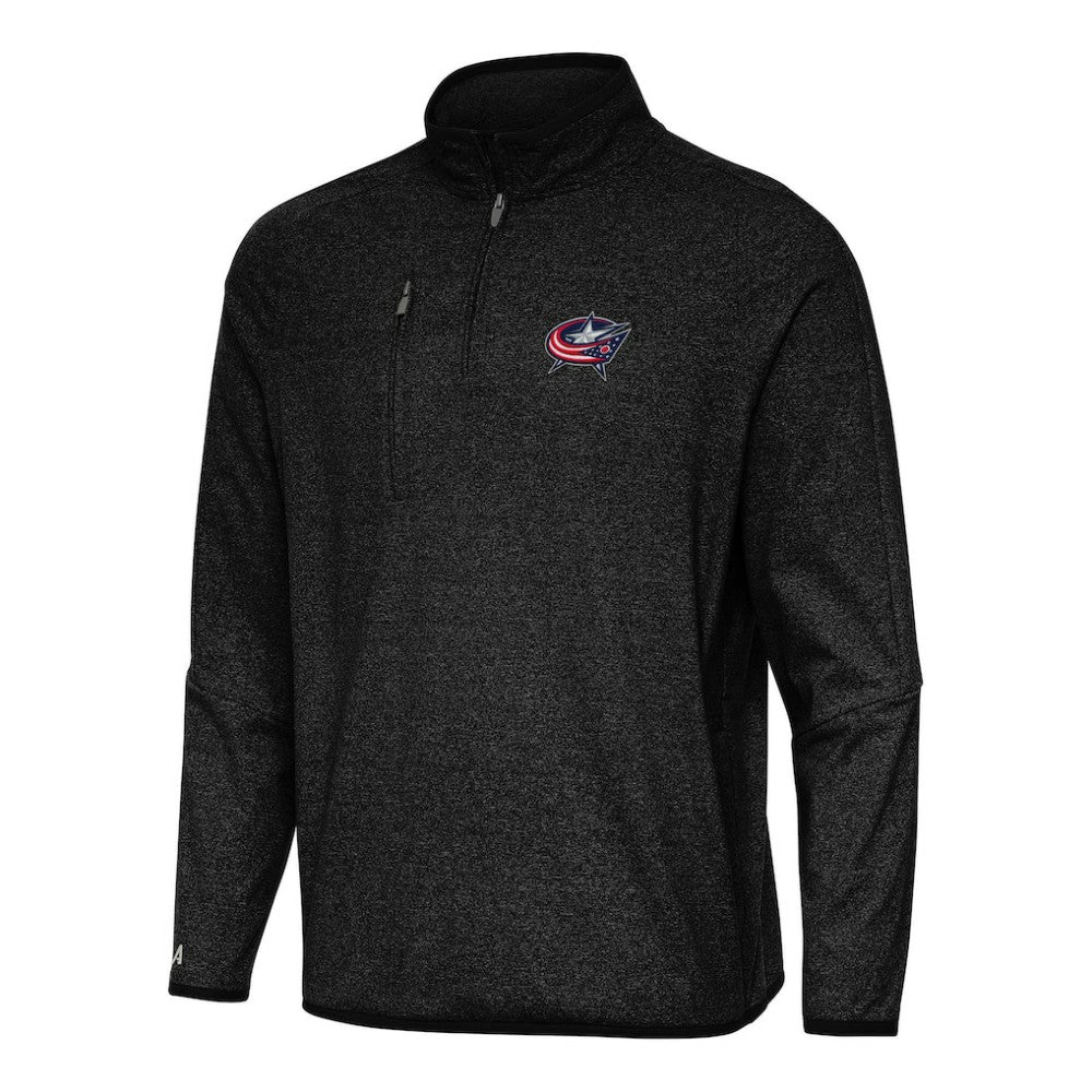 Columbus Blue Jackets Antigua Certain Quarter-Zip Tri-Blend Sweatshirt - Heather Black - NHL
