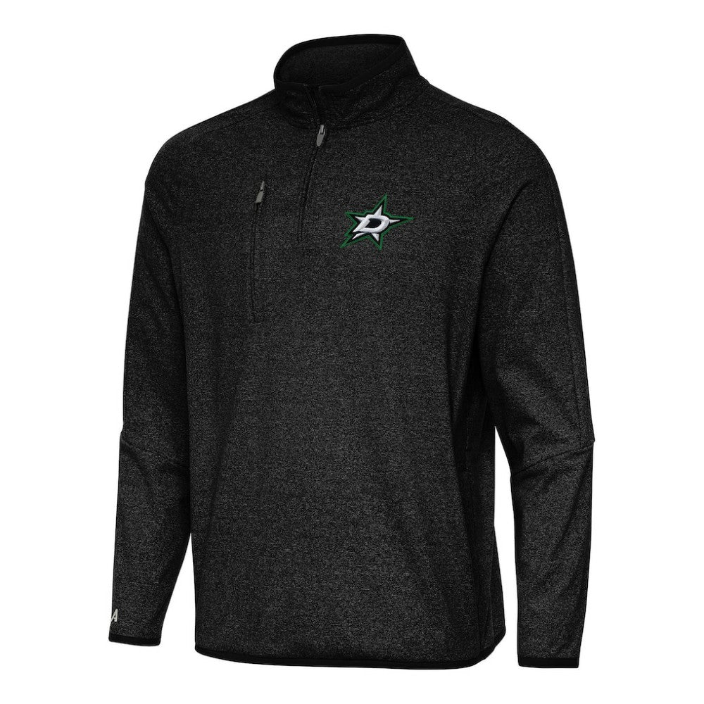 Dallas Stars Antigua Certain Quarter-Zip Tri-Blend Sweatshirt - Heather Black - NHL