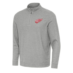 Detroit Red Wings Antigua Subtle Quarter-Zip Sweatshirt - Heather Gray - NHL