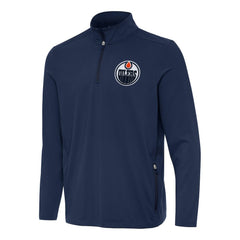 Edmonton Oilers Antigua Perilous Quarter-Zip Sweatshirt - Navy - NHL