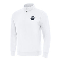 Edmonton Oilers Antigua Victory Quarter-Zip Mock Sweatshirt - White - NHL