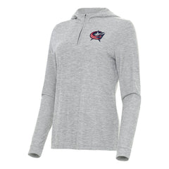 Columbus Blue Jackets Antigua Women's Daybreak Quarter-Zip Hoodie - Heather Gray - NHL