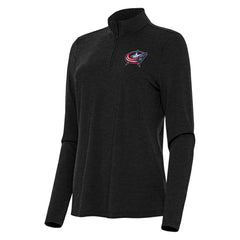 Columbus Blue Jackets Antigua Women's Bright Quarter-Zip Top - Heather Black - NHL