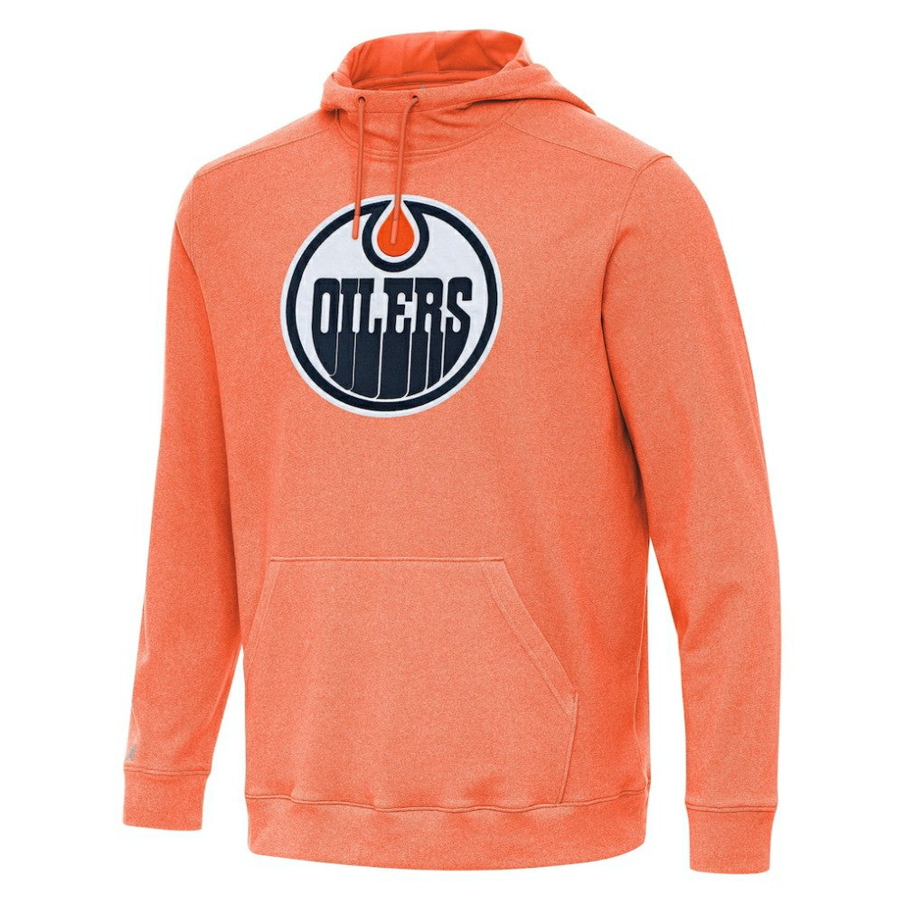 Edmonton Oilers Antigua Cloud Pullover Hoodie - Heather Orange - NHL