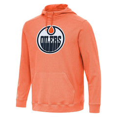 Edmonton Oilers Antigua Cloud Pullover Hoodie - Heather Orange - NHL