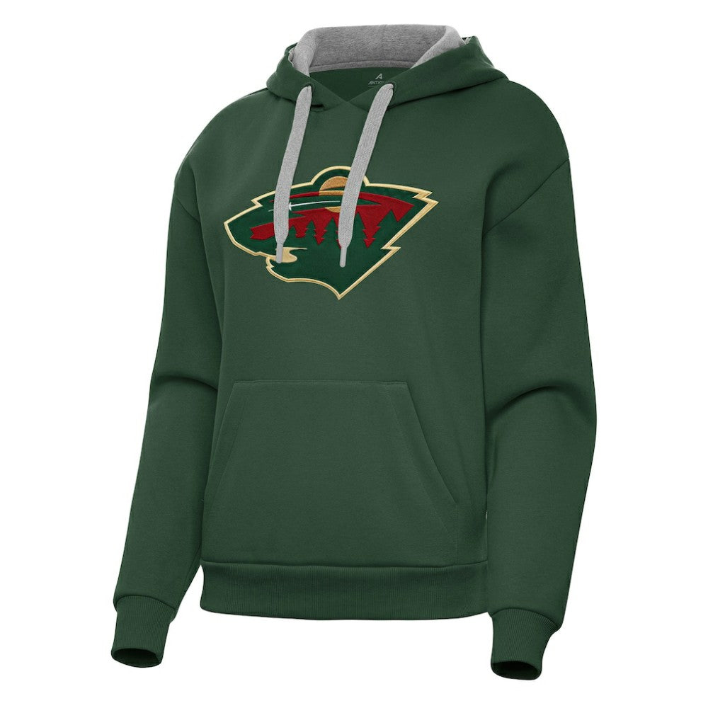 Minnesota Wild Antigua Women's Victory Pullover Hoodie - Hunter Green - NHL