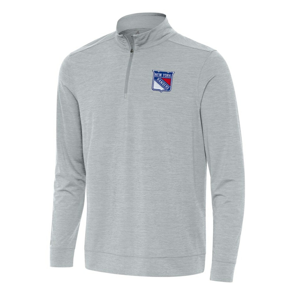 New York Rangers Antigua Bright Quarter-Zip Top - Heather Gray - NHL