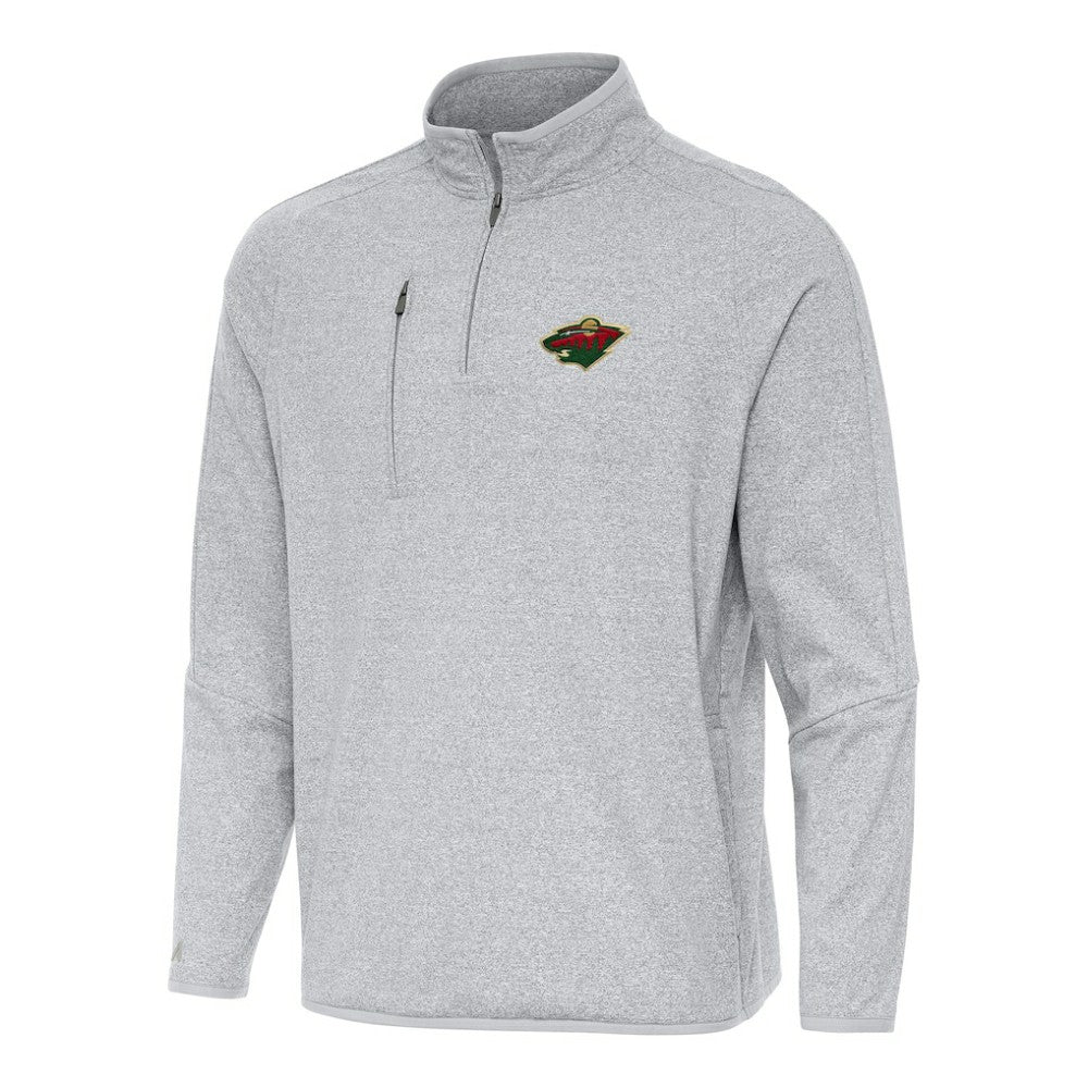 Minnesota Wild Antigua Certain Quarter-Zip Tri-Blend Sweatshirt - Heather Gray - NHL