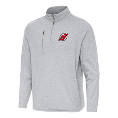 New Jersey Devils Antigua Certain Quarter-Zip Tri-Blend Sweatshirt - Heather Gray - NHL