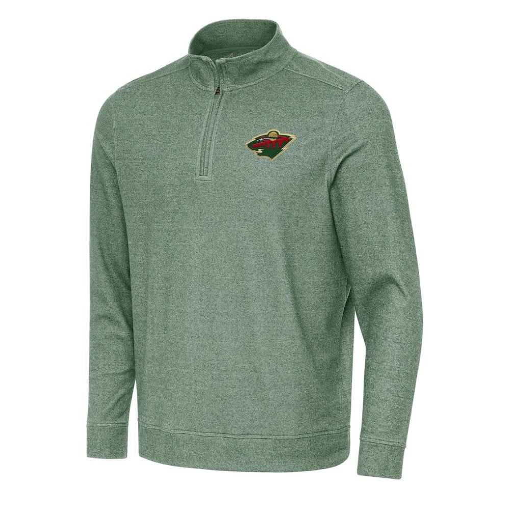 Minnesota Wild Antigua Subtle Quarter-Zip Sweatshirt - Hunter Green - NHL