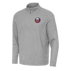 New York Islanders Antigua Subtle Quarter-Zip Sweatshirt - Heather Gray - NHL