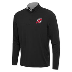 New Jersey Devils Antigua Content Quarter-Zip Pullover Top - Black/Gray - NHL