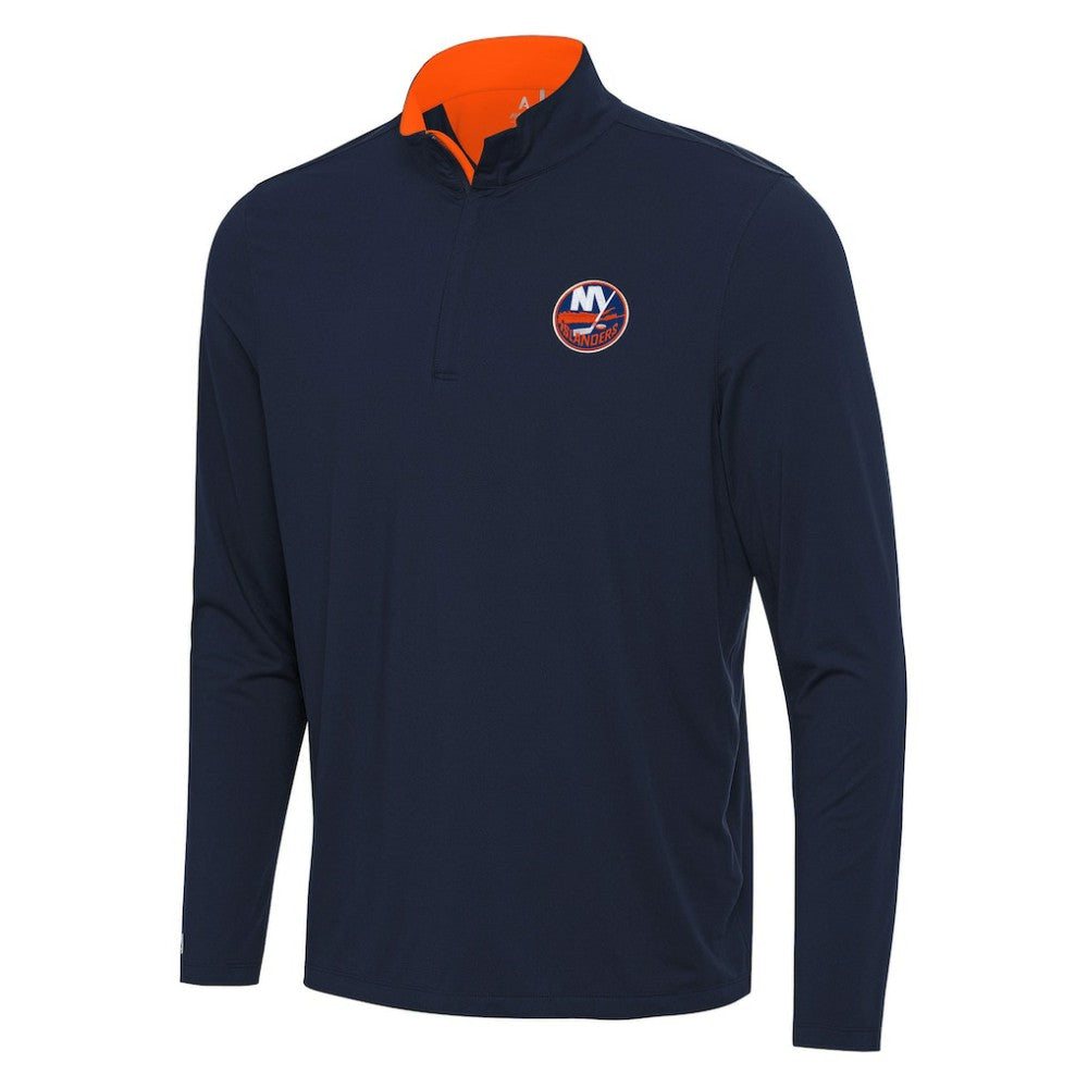 New York Islanders Antigua Content Quarter-Zip Pullover Top - Navy/Orange - NHL