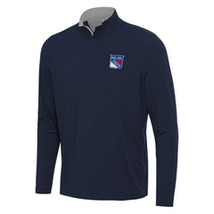 New York Rangers Antigua Content Quarter-Zip Pullover Top - Navy/Gray - NHL
