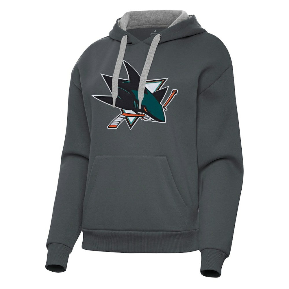 San Jose Sharks Antigua Women's Victory Pullover Hoodie - Charcoal - NHL
