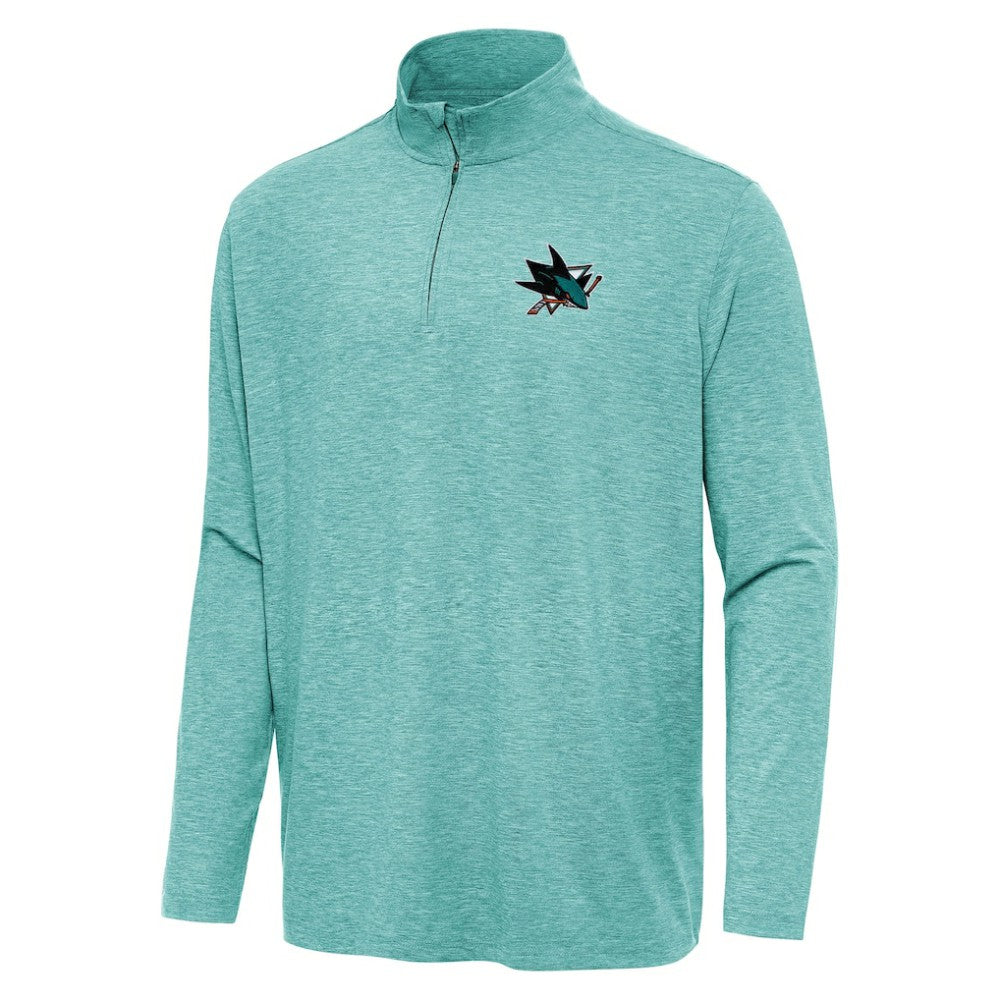 San Jose Sharks Antigua Hunk Quarter-Zip Top - Heather Aqua - NHL