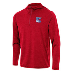 New York Rangers Antigua Tidy Quarter-Zip Hoodie - Heather Red - NHL
