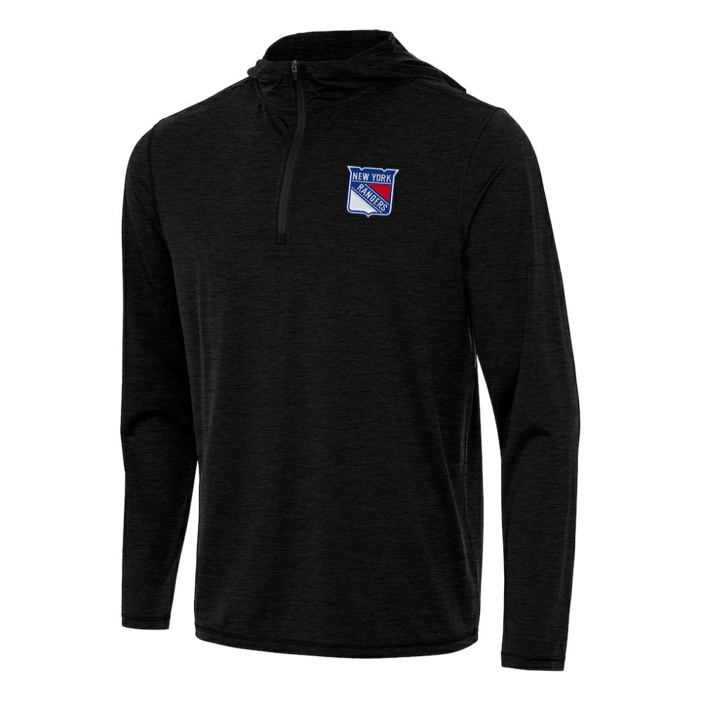 New York Rangers Antigua Tidy Quarter-Zip Hoodie - Heather Black - NHL
