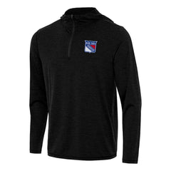 New York Rangers Antigua Tidy Quarter-Zip Hoodie - Heather Black - NHL
