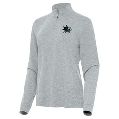 San Jose Sharks Antigua Women's Mentor Quarter-Zip Mock Long Sleeve Top - Heather Gray - NHL