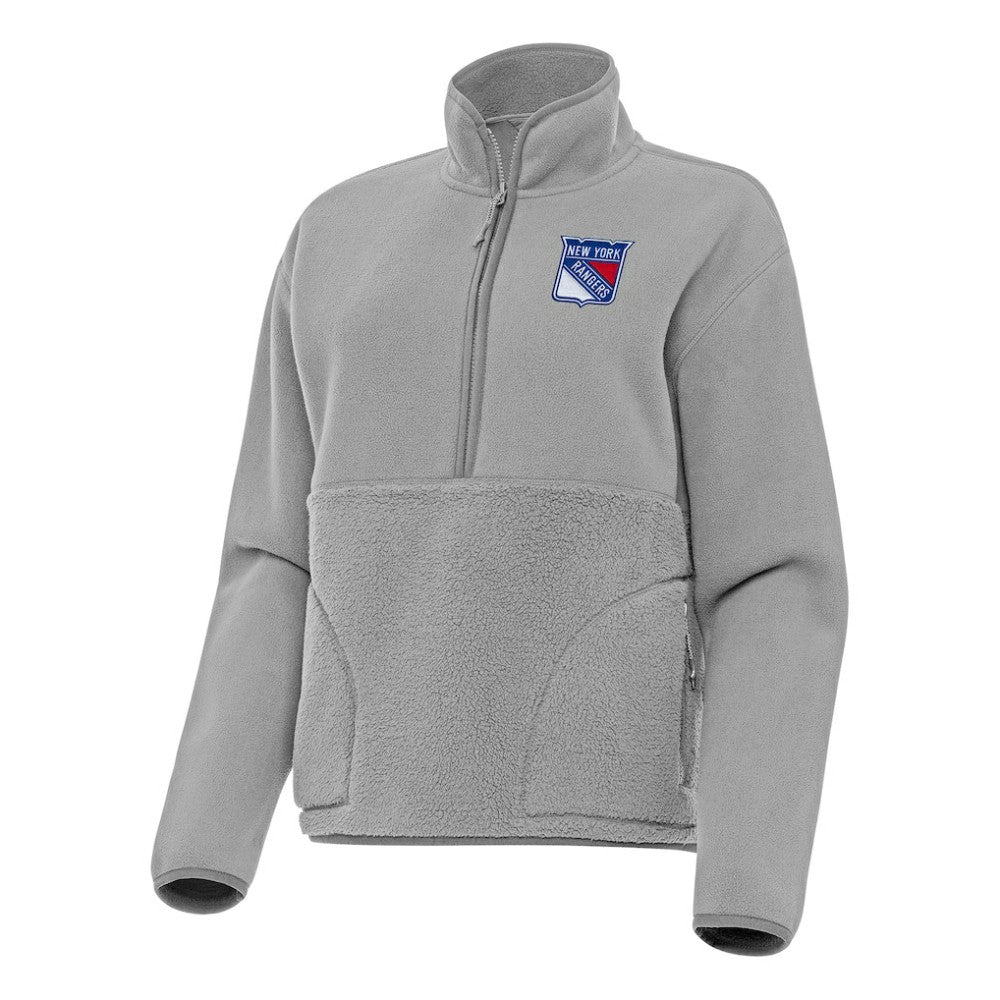 New York Rangers Antigua Women's Figure Half-Zip Pullover Sweatshirt - Gray - NHL