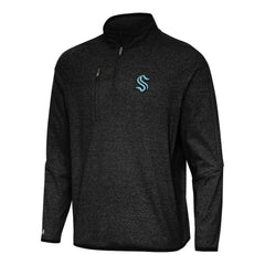 Seattle Kraken Antigua Certain Quarter-Zip Tri-Blend Sweatshirt - Heather Black - NHL