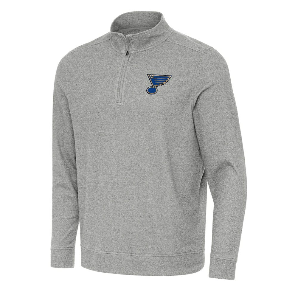 St. Louis Blues Antigua Subtle Quarter-Zip Sweatshirt - Heather Gray - NHL