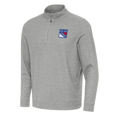 New York Rangers Antigua Subtle Quarter-Zip Sweatshirt - Heather Gray - NHL