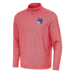 New York Rangers Antigua Subtle Quarter-Zip Sweatshirt - Heather Red - NHL