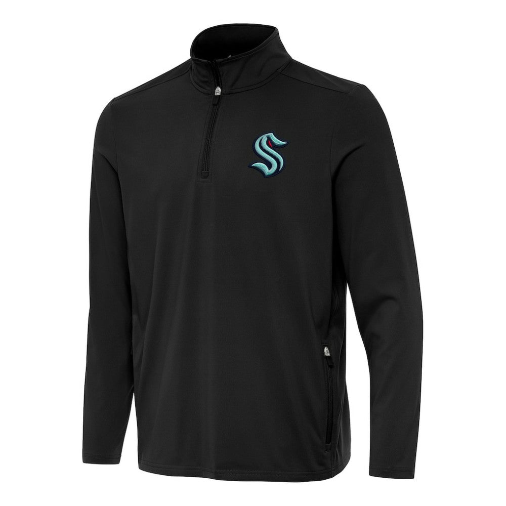 Seattle Kraken Antigua Perilous Quarter-Zip Sweatshirt - Black - NHL