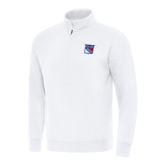 New York Rangers Antigua Victory Quarter-Zip Mock Sweatshirt - White - NHL
