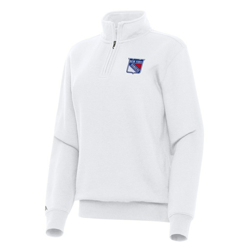New York Rangers Antigua Women's Victory Quarter-Zip Sweatshirt - White - NHL