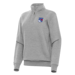 New York Rangers Antigua Women's Victory Quarter-Zip Sweatshirt - Heather Gray - NHL