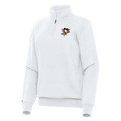 Pittsburgh Penguins Antigua Women's Victory Quarter-Zip Sweatshirt - White - NHL