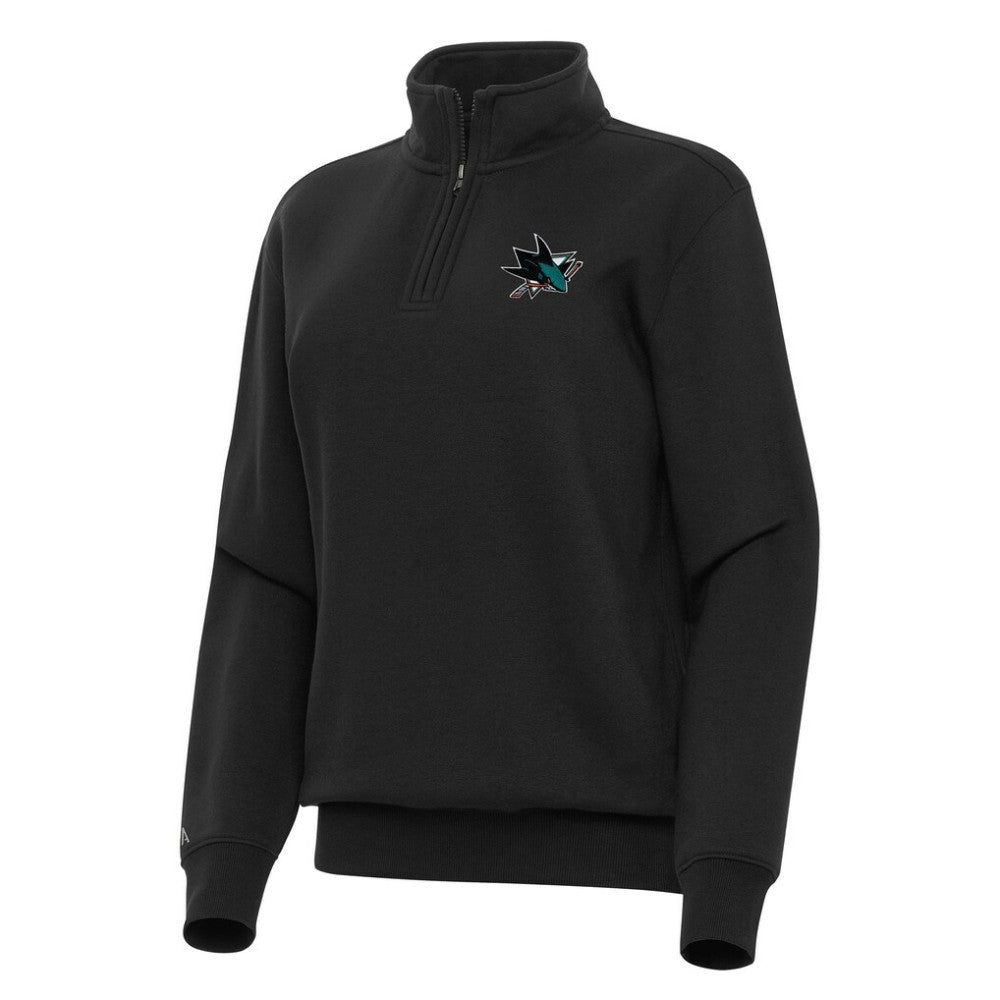 San Jose Sharks Antigua Women's Victory Quarter-Zip Sweatshirt - Black - NHL