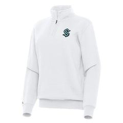 Seattle Kraken Antigua Women's Victory Quarter-Zip Sweatshirt - White - NHL