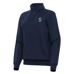 Seattle Kraken Antigua Women's Victory Quarter-Zip Sweatshirt - Navy - NHL