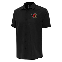 Ottawa Senators Antigua Activate Woven Short Sleeve Button-Up Shirt - Black - NHL