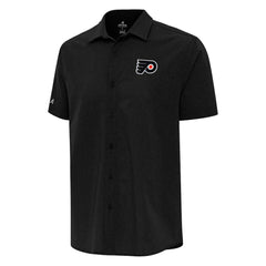 Philadelphia Flyers Antigua Activate Woven Short Sleeve Button-Up Shirt - Black - NHL