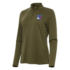 New York Rangers Antigua Women's Reprocess Quarter-Zip Top - Olive - NHL