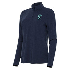 Seattle Kraken Antigua Women's Bright Quarter-Zip Top - Heather Navy - NHL