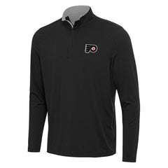 Philadelphia Flyers Antigua Content Quarter-Zip Pullover Top - Black/Gray - NHL