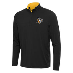 Pittsburgh Penguins Antigua Content Quarter-Zip Pullover Top - Black/Gold - NHL