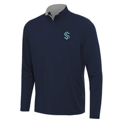 Seattle Kraken Antigua Content Quarter-Zip Pullover Top - Deep Sea Blue/Gray - NHL