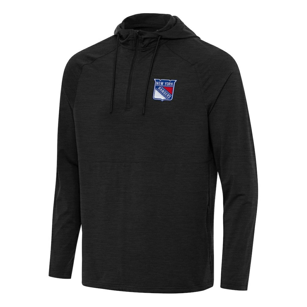 New York Rangers Antigua Spikes Quarter-Zip Hoodie - Heather Black - NHL