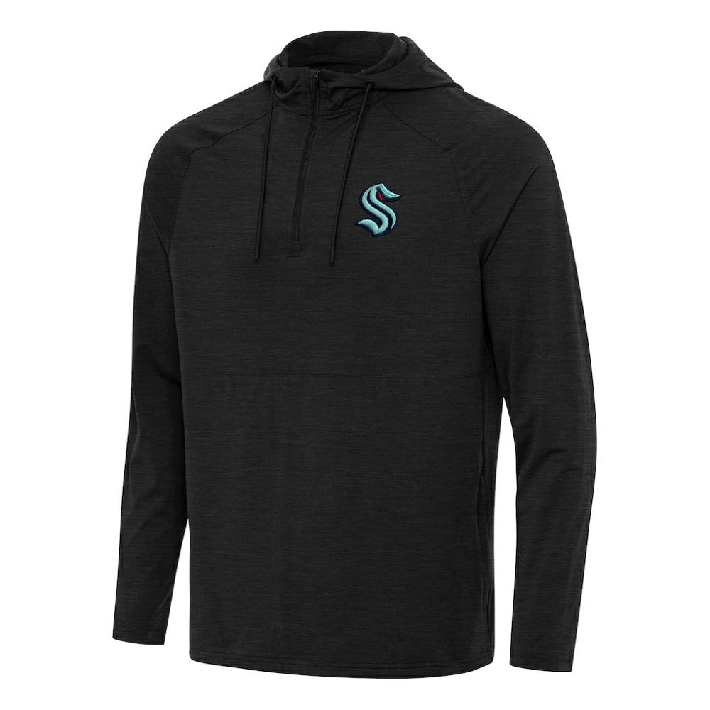 Seattle Kraken Antigua Spikes Quarter-Zip Hoodie - Heather Black - NHL